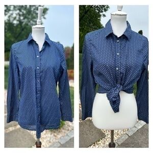 G.H. Bass & Co. blue, with white stars, button down shirt